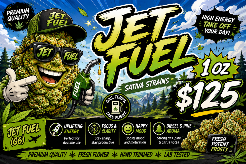 Jet Fuel Sativa Strain 1oz $125